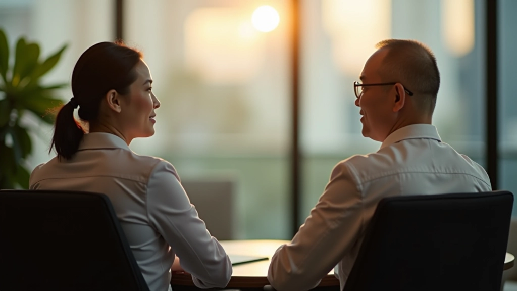 Coach or counselor sitting across from person during one-on-one session, professional setting